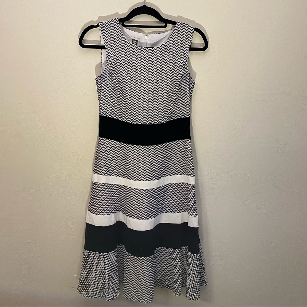 Anne Klein Black and White Sleeveless A-line Dress
